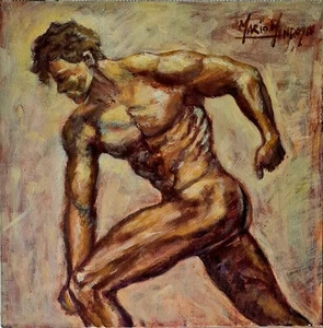 ORIGINAL MARIO MENDOZA FEMALE WOMAN OIL PAINTING NUDE MALE ART SEXY PORTRAIT - Picture 1 of 9