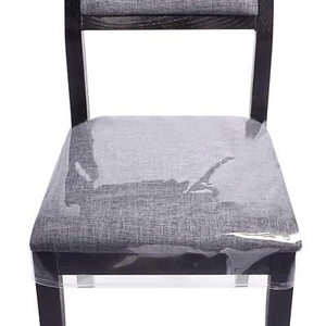 4 Pack Stain, Water and Kitty Scratch Resistant Clear Dining Chair Covers/Sli... - Picture 1 of 7