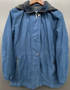 Liz Claiborne Coat M Blue Fleece Line Removable Hood Rain Outdoor Classic Jacket - Picture 1 of 12