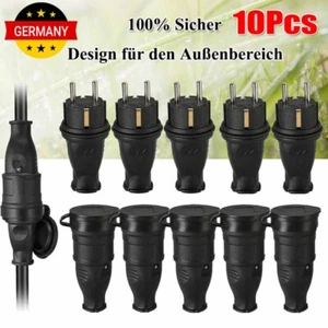 10X Schuko Stecker Kupplung Schutzkontakt Gummikupplung Gummistecker Gummi IP44 - Bild 1 von 13
