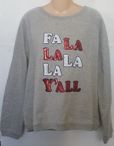 Aeropostale Fa La La lässiges Damen-Weihnachtssweatshirt Raglan neu mit Etikett #2999 - Bild 1 von 2