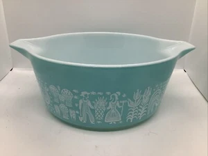 Turquoise Pyrex 475-B Amish Butterprint 2.5 Qt Vintage Casserole Dish NO LID - Picture 1 of 12