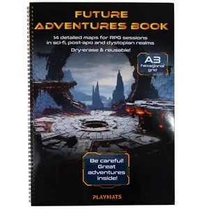 A3 Sci-Fi/Post-apo dry erase book for RPG games - hexagonal grid - Picture 1 of 14