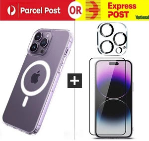 For iPhone 16 15 14 13 12 X Pro Max MagSafe Clear Magnetic Shockproof Case Cover - Picture 1 of 14