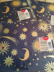 Vtg Sun Moon Stars Gift Wrap New Hallmark Packs 6 Sheets 2.5ft X 20" - Picture 1 of 5