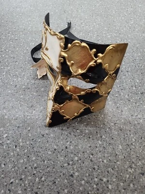 NWT Pier One La Maschera Del Galeone Black/White/Gold Masquerade Mask Halloween - Image 1 of 4