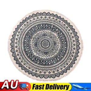 Round Area Rugs - Retro Mandala Study Bedroom Cushion Mat with Tassel Non-Slip H - Picture 1 of 14
