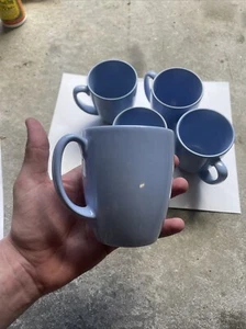 Set Of 5 Vintage Corelle Light Blue Country Cottage Mugs Coffee/Tea Cups - Picture 1 of 3