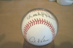 Al Kaline/ Brooks Robinson 2 Hall of Famer Signed Baseball Black Ink Free Holder - Picture 1 of 7