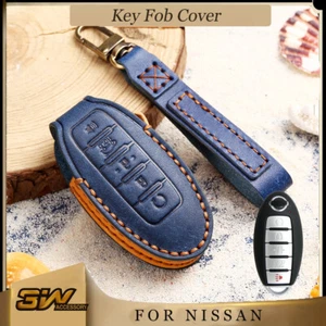 5 Btn Leather Key Fob Cover Remote Case For Nissan Altima Infiniti Q50 Q60 Blue - Bild 1 von 12