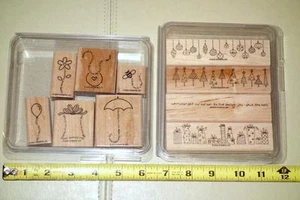 Lot of 2 Stampin' Up! SETS "Crazy for Christmas" Set 4/"The Fine Print" Set 6 - Picture 1 of 11