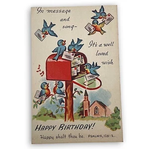 Vintage Geburtstag PSALMS Postkarte Kirche Religion - Bild 1 von 2