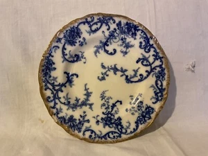 Vintage Cauldon England Flow Blue York Pattern Salad Plate Gold Trim - Picture 1 of 3