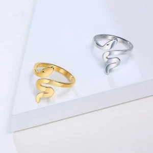 Lindo anillo de apertura de boda para mujer de 2 mm con banda hueca pulida de oro/plata de 18 quilates - Imagen 1 de 10