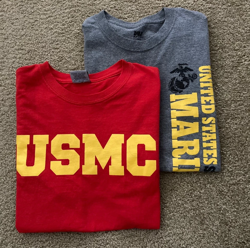 MV Sport Lote De 2 Camisetas Grandes USMC U.S. Marine Corps Gris Y Rojo Foto 1 de 4