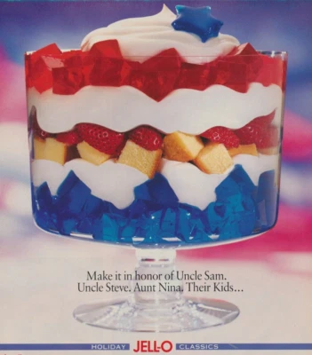 Receita de sobremesa americana gelatina feriado patriótico impressão vintage anúncio 1993 - Imagem 1 de 2