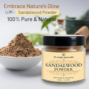 Tri-Origin Pure Sandalwood Powder for Face Pack Tan Removal for Skincare - 100g - Picture 1 of 5
