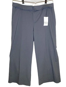 *NWT* ZARA Women's Double Waistband Grey Pinstripe Pants Wide Leg XXL - Picture 1 of 9