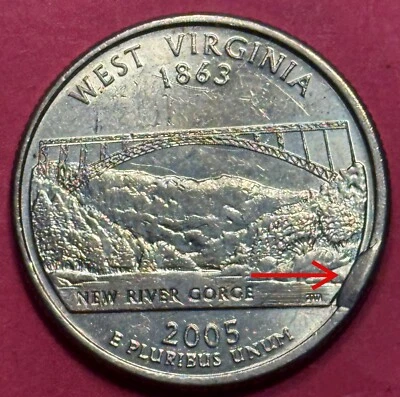 2005-P Cud Error CU-25c-2005P-10R(WV) West Virginia Quarter (1200) - Image 1 of 4