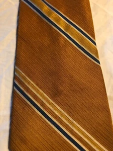 Mens Tie Wembley pattern various gold , yellows shade blue stripes marks on tip - Picture 1 of 4