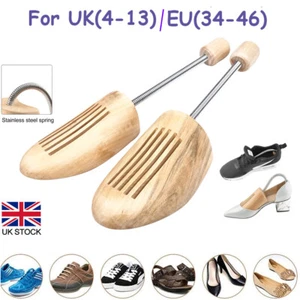 1 Pair of UK 4-13 Men Women Wooden Shoe Stretcher Trees Shoe Shaper Expander UK - Picture 1 of 13
