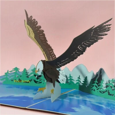 PINESFAMILY C16-American Eagle Patriotic Greeting Pop Up Card
