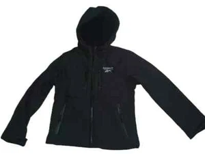 Reebok Boys Soft Shell Zip Up Hoodie Jacket Zipper Pockets Logo Black Sz 7 B002 - Picture 1 of 7