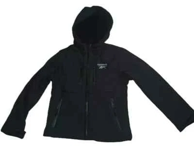 Reebok Boys Soft Shell Zip Up Hoodie Jacket Zipper Pockets Logo Black Sz 7 B002 - Image 1 of 4