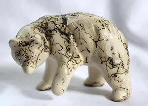 Small Native American Navajo Pottery Horse Hair Bear Sculpture signed - Picture 1 of 9