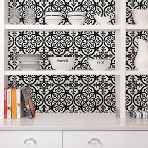 Peel And Stick Wall Wallpaper Tiles Black& White Bullseye 60 Tiles/pk 480 Total - Picture 1 of 5