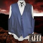 Cardi Collection Vest Mens 2XL Blue Geometric 5 Button Polyester
