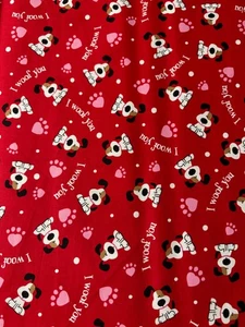 I Woof You Red Fabric 18"x44" 100% Cotton - Picture 1 of 1