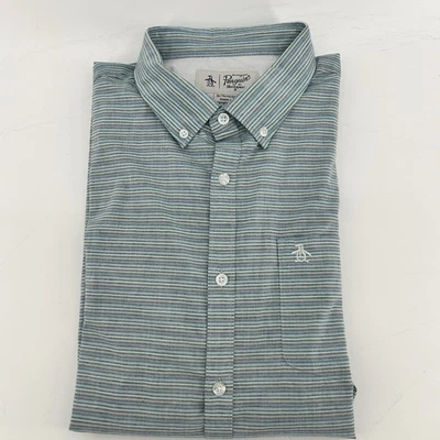 Penguin by Munsingwear Blue Striped Mens XL Long Sleeve Button Down Shirt Preppy - Image 1 of 4