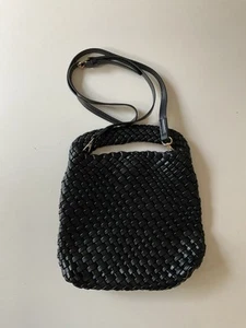 NEW Black Woven Braided Crossbody Purse Handbag Smal Tote Bag Faux Vegan Leather - Picture 1 of 12