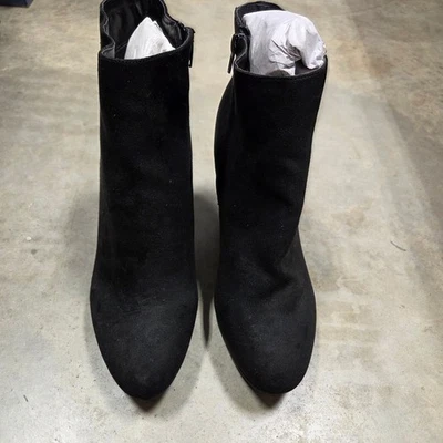 Botines de cuña de gamuza negra de bambú con cremallera lateral para mujer talla 10 Foto 1 de 4