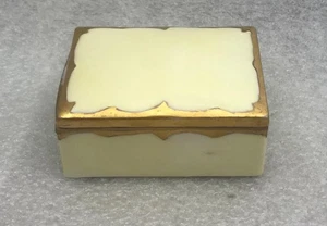 Vintage Porzellan Schmuckschatulle, cremegelb, handbemalt Gold, Weiman, Germany - Bild 1 von 21