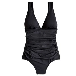 J.Crew geraffter Femme Einteiler Badeanzug schwarz 22 NEU - Bild 1 von 11