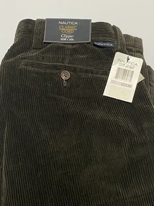 Nautica Corduroy Pants Mens 32 X 30 Clipper Dark Brown. NEW!! - Picture 1 of 10