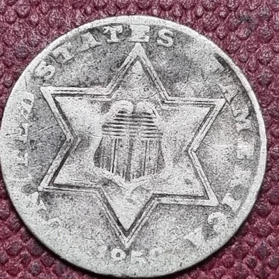 1859 Three Cent Piece 3c Silver Trime Better Grade Details #95989 - Image 1 of 2