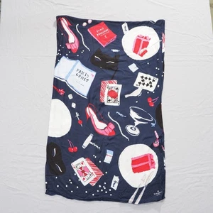 Kate Spade Nueva York Bufanda Azul Marino Oblonga París Fiesta Estampado Diseñador - Imagen 1 de 8