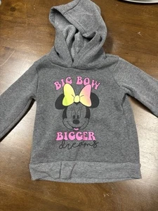 4T Big Bow Bigger Dreams Disney Grey Minnie Mouse Hoodie - Picture 1 of 4