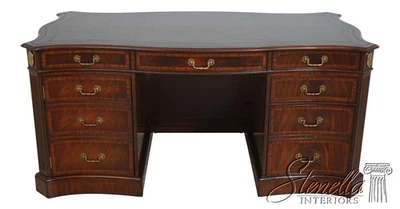 69772: MAITLAND SMITH Leather Top Mahogany Executive Desk - Image 1 of 4