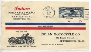 1928 Green Bay WI Indian Motorcycle Co vollständige Illustration auf Rückseite mit Scott C10 - Bild 1 von 2