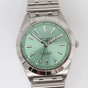 Unworn Breitling A10380101L1A1 Chronomat 36 Steel Mint Green Dial Watch - Picture 1 of 13