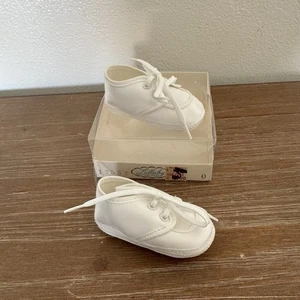 Vintage Neugeborene Unisex Taufe Taufe Baby Krippe Schuhe Weiß Neu - Bild 1 von 4