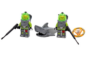 2) Atlantis Diver Lot W/ Shark Key Atlantis 7985 8078 LEGO&reg; Minifigure Figure