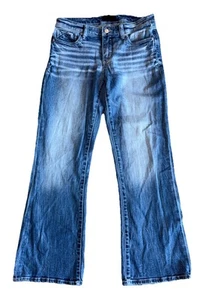Schnalle schwarz Fit No. 53 Bootcut Jeans Damen 28X30 Whiskered Blau Distressed - Bild 1 von 18