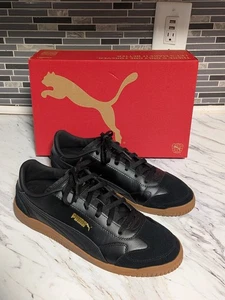 Puma Club 5v5 Lux schwarz auf schwarz Leder Gummi Unterseite Schuhe Herren Größe 11,5 - Bild 1 von 11
