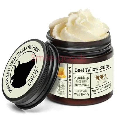 Beef Tallow for Skin - Organic Grass-Fed Whipped Beef Tallow and Honey Balm - Image 1 of 4