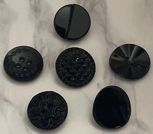 Vintage Czech Black  Glass Buttons Button Lot 139-27 - Picture 1 of 12
